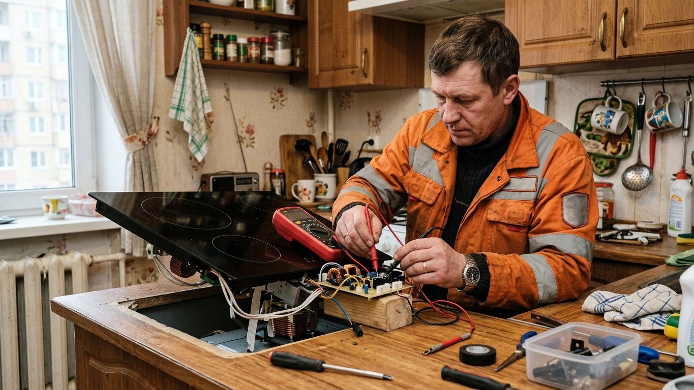 Фото: ремонт плит и духовок — мастер за работой