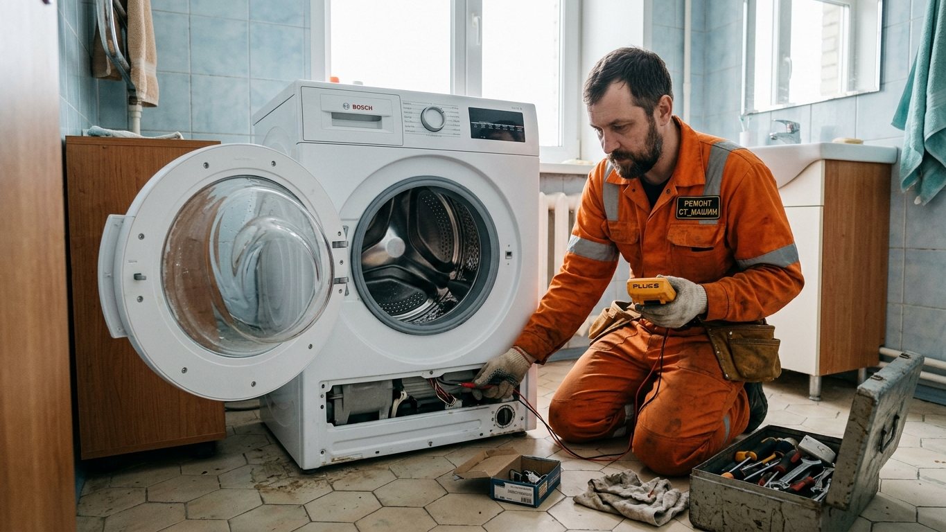 Фото: ремонт стиральных машин — мастер за работой